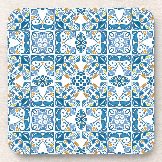 Portuguese Tile Pattern Coaster (Front)
