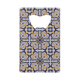 Portuguese tile pattern credit card bottle opener