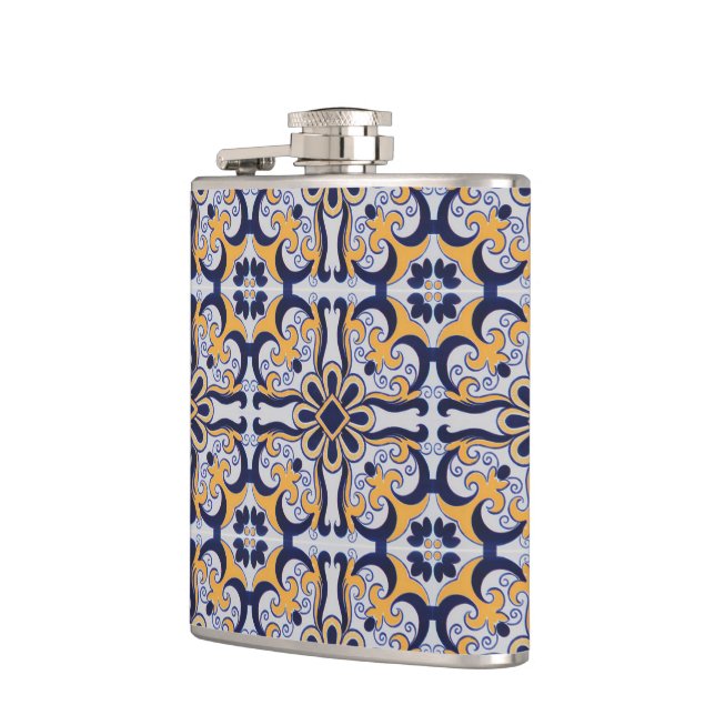Portuguese tile pattern hip flask (Left)