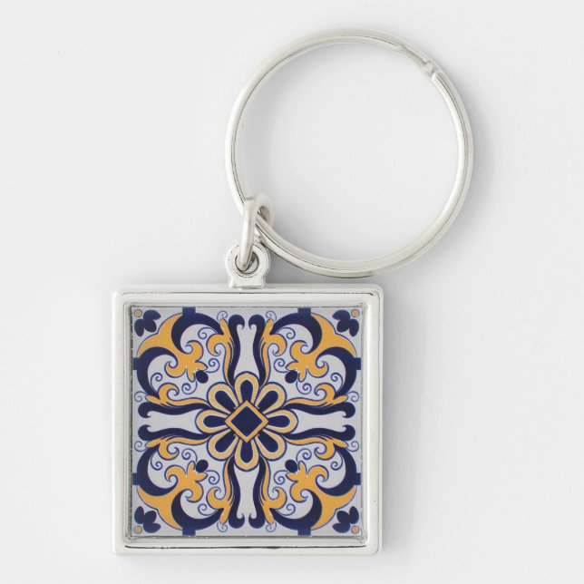 Portuguese tile pattern keychain (Front)