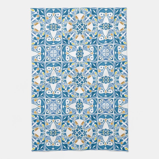 Portuguese Tile Pattern Kitchen Towel (Vertical)