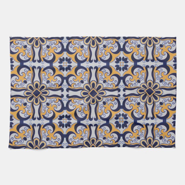 Portuguese tile pattern kitchen towel (Horizontal)