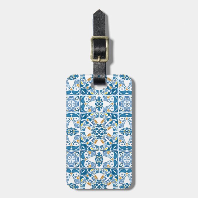 Portuguese Tile Pattern Luggage Tag (Front Vertical)