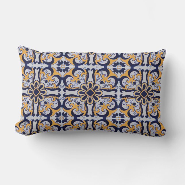 Portuguese tile pattern lumbar pillow (Front)