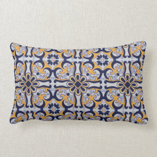 Portuguese tile pattern lumbar pillow