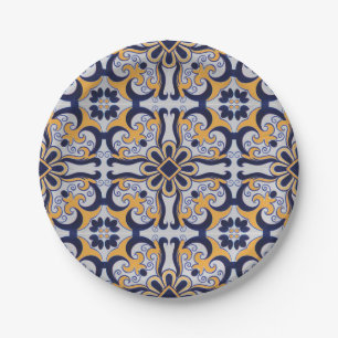 Portuguese tile pattern paper plate
