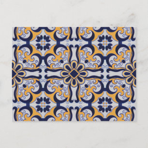 Portuguese tile pattern postcard