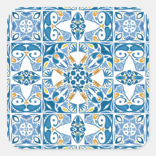 Portuguese Tile Pattern Square Sticker