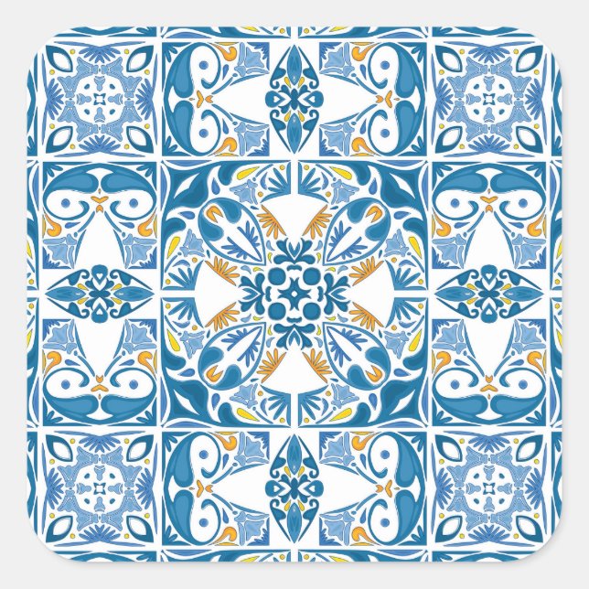 Portuguese Tile Pattern Square Sticker (Front)