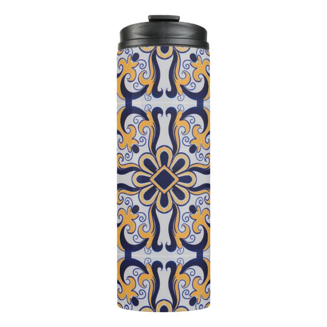 Portuguese tile pattern thermal tumbler (Front)