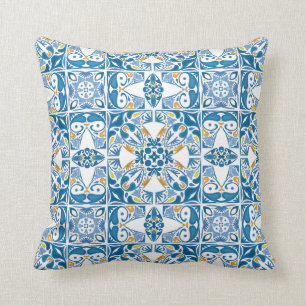 Portuguese Tile Pattern Throw Pillow