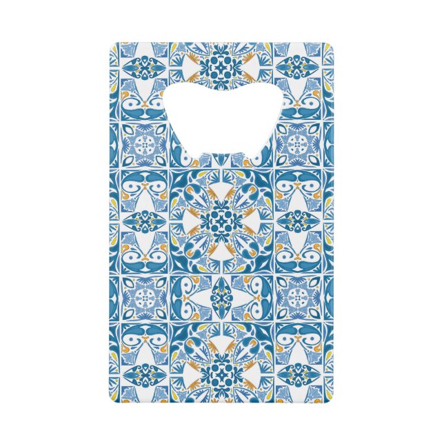 Portuguese Tile Pattern Wallet Bottle Opener (Front)