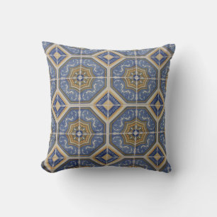 Portuguese tile throw pillow