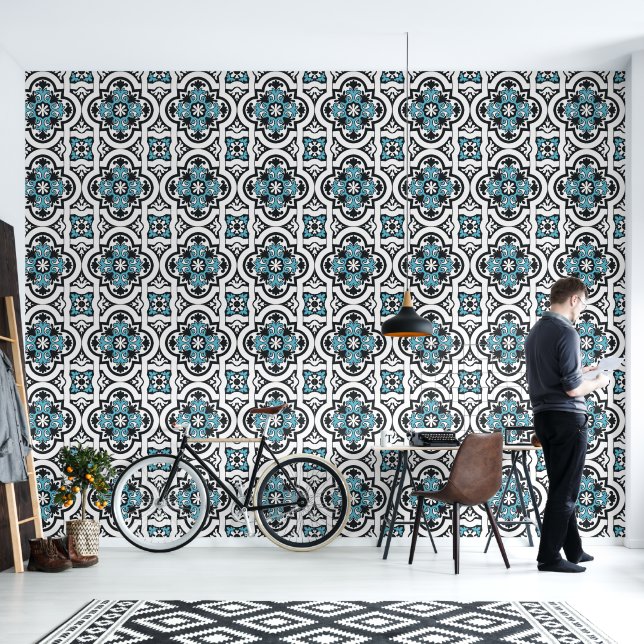 Portuguese tile wallpaper (Living Room)