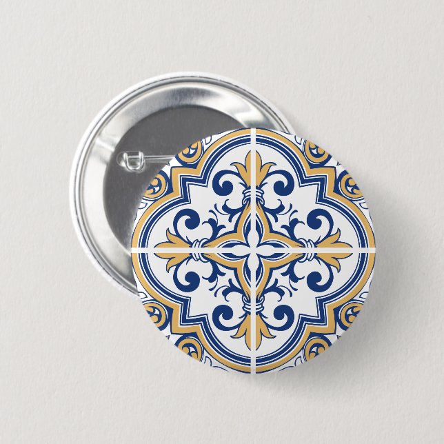 Portuguese tiles 1 2 inch round button (Front & Back)