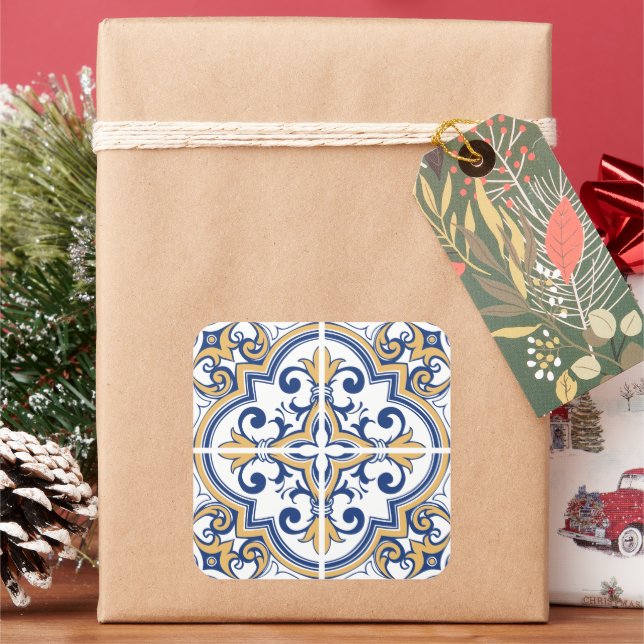 Portuguese tiles 1 square sticker (Holiday)