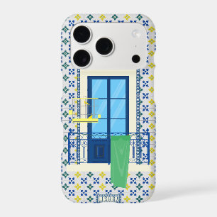 Portuguese tiles and window balcony with bird