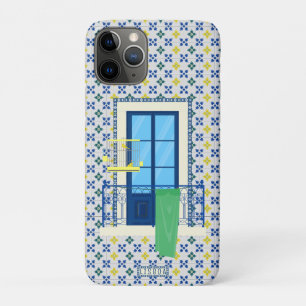 Portuguese tiles and window balcony with bird iPhone 11 pro case