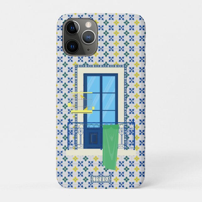 Portuguese tiles and window balcony with bird Case-Mate iPhone case (Back)