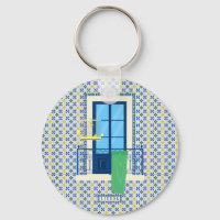 Portuguese tiles and window balcony with bird