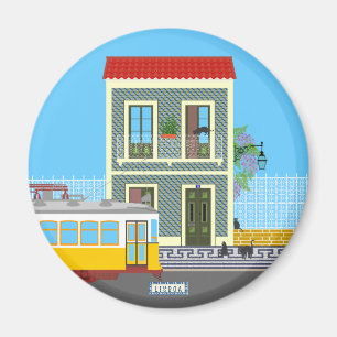 Portuguese tiles and window balcony with bird magnet