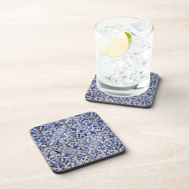 Portuguese Tiles - Azulejo Blue and White Floral Coaster (Right Side)