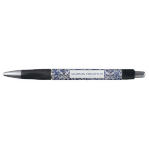 Portuguese Tiles - Azulejo Blue and White Floral Pen