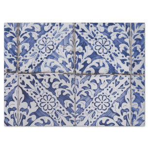 Portuguese Tiles - Azulejo Blue and White Floral Tissue Paper
