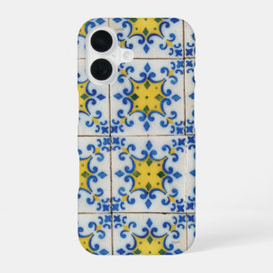 Portuguese Tiles - Azulejo Blue and Yellow Pattern iPhone 16 Case