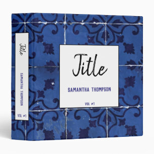 Portuguese Tiles - Azulejo Blue Floral Leaf Design Binder