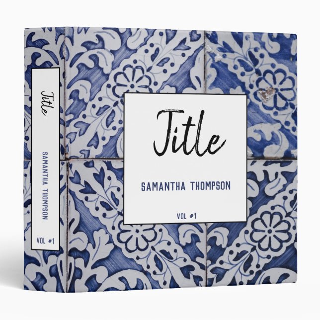 Portuguese Tiles - Azulejo Blue White  Binder (Front/Spine)
