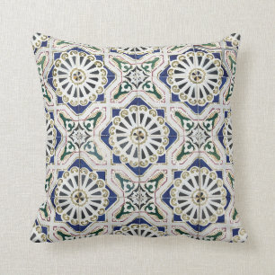 Portuguese Tiles - Azulejo Colourful Geometric Throw Pillow