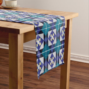 Portuguese Tiles - Azulejo Diamond Geometric Short Table Runner