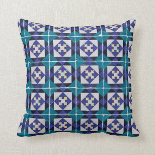 Portuguese Tiles - Azulejo Diamond Geometric Throw Pillow