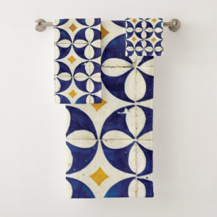 Portuguese Tiles - Azulejo Pattern Design Bath Towel Set