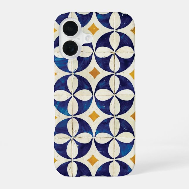 Portuguese Tiles - Azulejo Pattern Design iPhone 16 Case (Back)