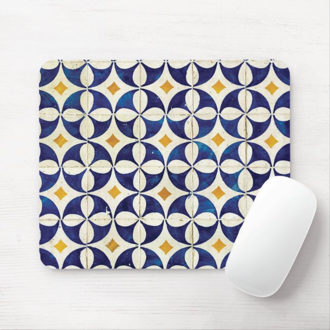 Portuguese Tiles - Azulejo Pattern Design Mouse Pad (With Mouse)
