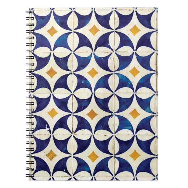 Portuguese Tiles - Azulejo Pattern Design Notebook (Front)