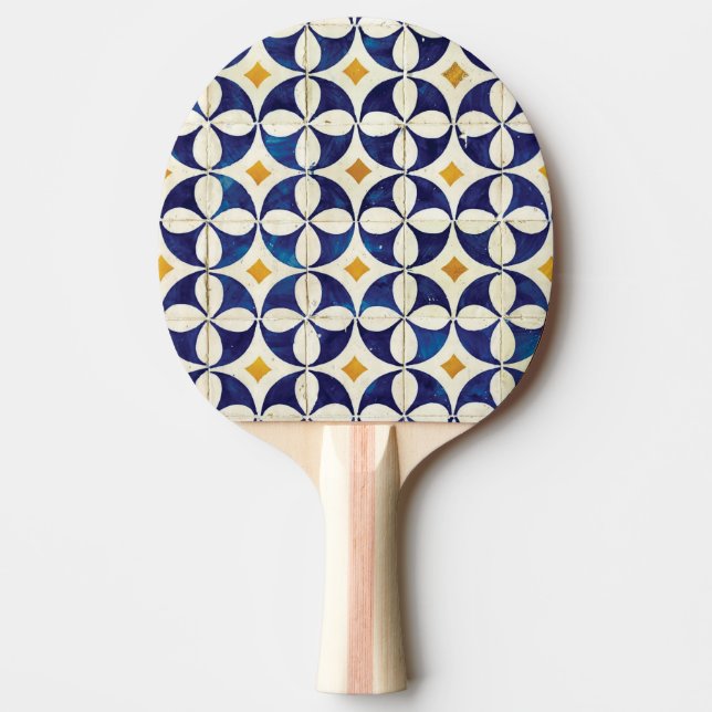 Portuguese Tiles - Azulejo Pattern Design Ping Pong Paddle (Front)