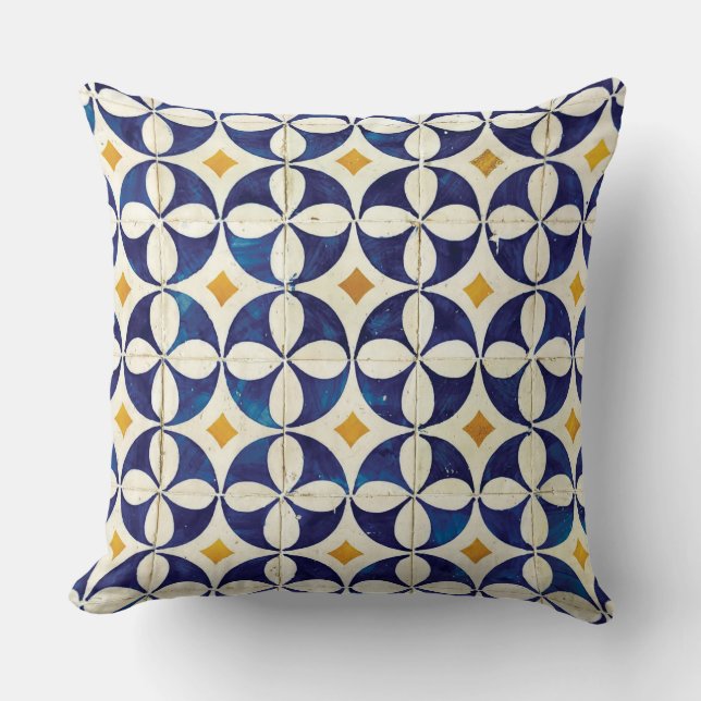 Portuguese Tiles - Azulejo Pattern Design Throw Pillow (Front)