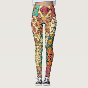 Portuguese tiles: Azulejo style seamless pattern. Leggings