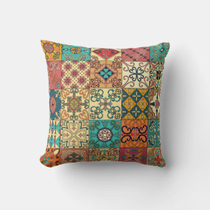 Portuguese tiles: Azulejo style seamless pattern. Throw Pillow