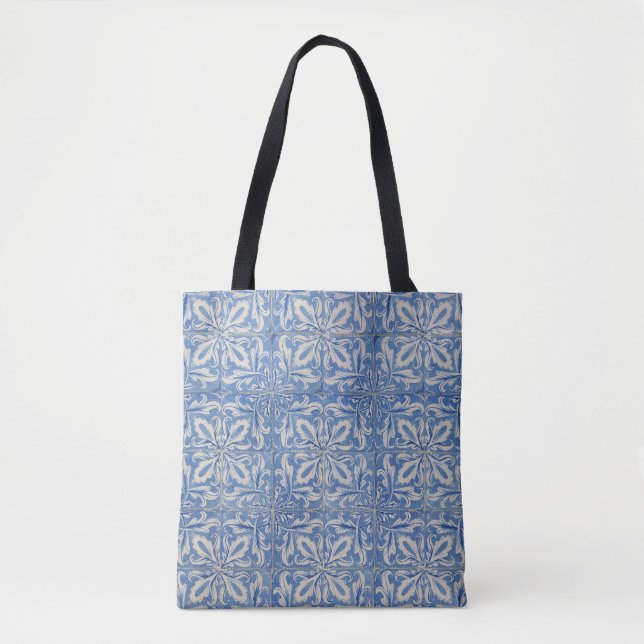 Portuguese Tiles Azulejos Blue White  Tote Bag (Front)