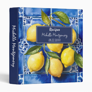 Portuguese Tiles Azulejos Lemons  Summer Recipe Binder