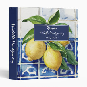 Portuguese Tiles Azulejos Lemons  Summer Recipe Binder