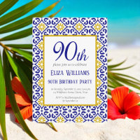 Portuguese Tiles Blue 90th Birthday Mediterranean