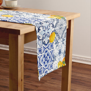 Portuguese tiles,blue tiles,azulejo  short table runner