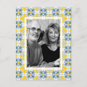 Portuguese tiles family photo frame Christmas card