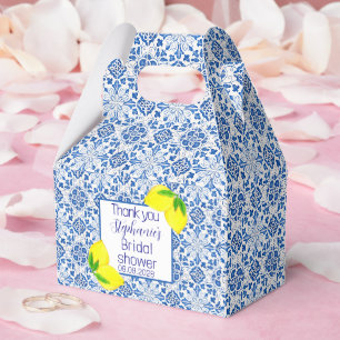 Portuguese Tiles Lemon Mediterranean Bridal Shower Favor Box