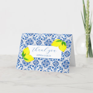 Portuguese Tiles Lemons Bridal Shower Thank you  Card